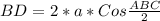 BD=2*a*Cos \frac{ABC}{2}