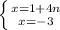 \left \{ {{x=1+4n} \atop {x=-3}} \right.