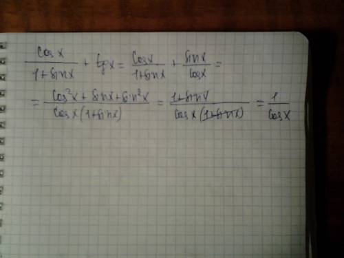 Как преобразовать: (cos x/ 1+sin x) + tg x