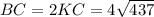 BC=2KC=4 \sqrt{437}