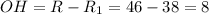 OH=R-R_1=46-38=8