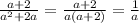 \frac{a+2}{a^2+2a}=\frac{a+2}{a(a+2)}=\frac{1}{a}