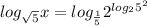 log_{ \sqrt{5} } x= log_{ \frac{1}{5}} 2^{ log_{2}5^2 }