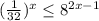 ( \frac{1}{32} )^{x} \leq 8^{2x-1}