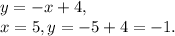 y=-x+4,\\x=5 , y= -5+4= -1.