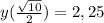 y(\frac{ \sqrt{10}}{2})=2,25