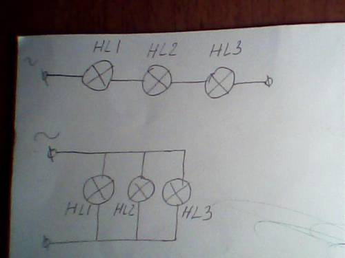 Параллельное и последовательное включение потребителей электрической энергии.(нужны электрические сх