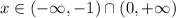 x\in (-\infty, -1) \cap(0, +\infty)