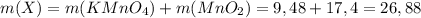 m(X)=m(KMnO_4)+m(MnO_2)=9,48+17,4=26,88