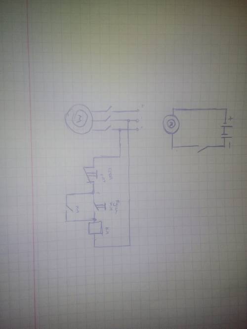 Начертите электрическую схему, состоящую из источника электроэнергии, электродвигателя и выключателя