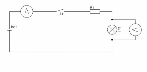 Начертите схему электрической цепи, содержащей гальванический элемент, выключатель,электрическую лам