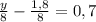 \frac{y}{8} - \frac{1,8}{8} =0,7&#10;&#10;