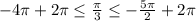 -4\pi+2\pi \leq \frac{\pi}{3}\leq -\frac{5\pi}{2}+2\pi