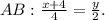 AB: \frac{x+4}{4} = \frac{y}{2}.