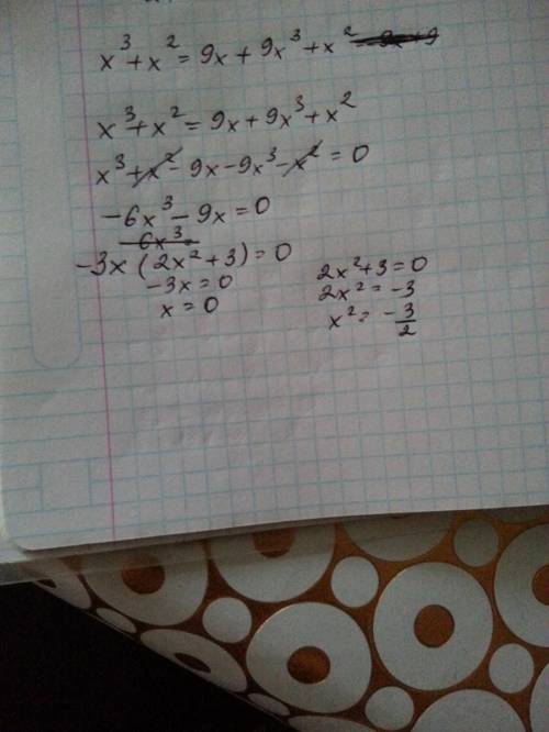 Найти корни уравнения: x^3+x^2=9x+9(x в кубе + x в квадрате = 9x+9)