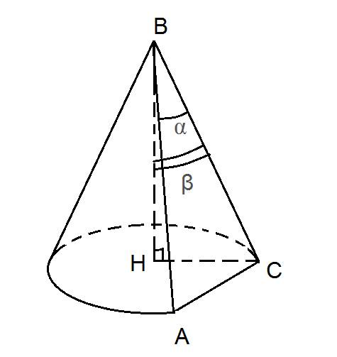 Две образующие конуса,угол между которыми равен альфа,проведено сечение,имеющее площадь s. найдите о
