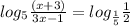 log_{5} \frac{(x+3)}{3x-1} =log _{ \frac{1}{5} } \frac{1}{2}