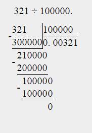 Разделите столбиков число 3,21 на 1000