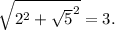 \sqrt{ 2^{2}+ \sqrt{5} ^{2} } }=3.