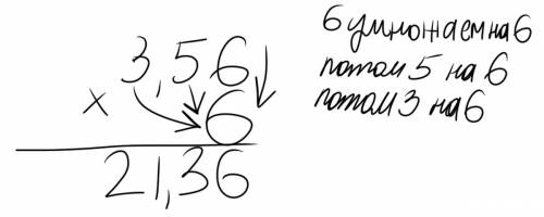 Как решить пример столбиком? 3,56*6= расписать !