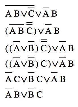 Логическое выражение ¬(а∧в∨¬с)∨¬а∧в