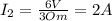 I_2= \frac{6V}{3Om}=2A