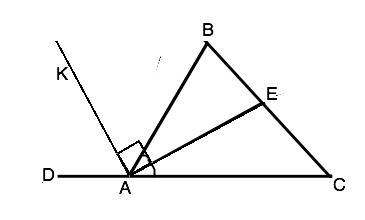 Отрезок ае-биссектриса угла а треугольника авс. луч ак перпендикулярен ае. докажите, что луч ак-бисс