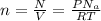 n= \frac{N}{V} = \frac{PN_a}{RT}