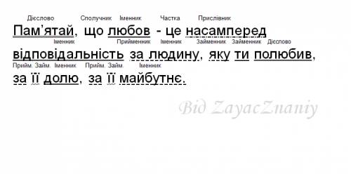 Синтакс розбір речення терміново памятай, що любов - це насамперед відповідальність за людину, яку т
