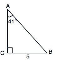 Втреугольнике авс , угол с = 90°, угол а =41° , вс = 5 см найти ас