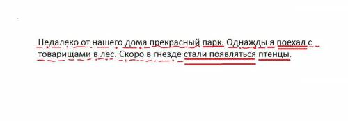 Выполни разбор предложений по членам предложений и по частям речи. недалеко от нашего дома прекрасны