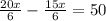 \frac{20x}{6} - \frac{15x}{6}=50