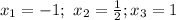 x_1=-1; \ x_2= \frac{1}{2} ; x_3=1