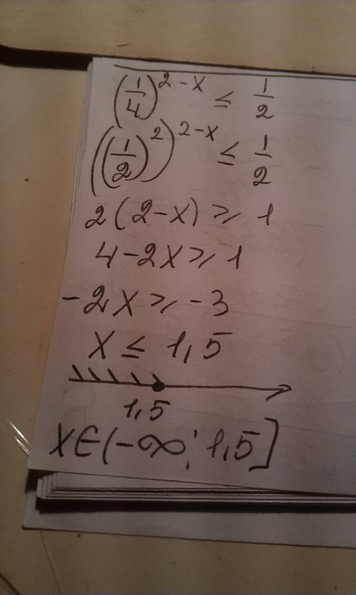 (1/4)^2-x < 1/2. это показательные неравенства