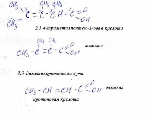 (ch3)2c=c(ch3)-ch(ch3)-cooh назвать соединение и гомолог с минимальным количеством атомов углерода