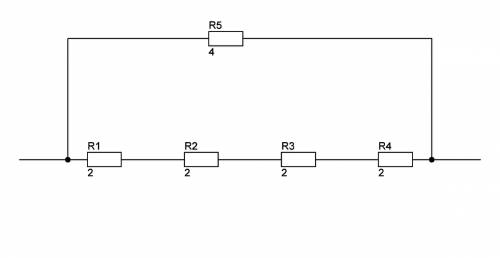 Кчетырем по 2 ом каждый, соединённых последовательно, подключили паралельно сопротивлением 4 ом. опр
