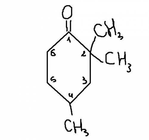 Дать структуру вещества 2,2,4-триметилциклогексанон