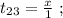 t_{23} = \frac{x}{1} \ ;