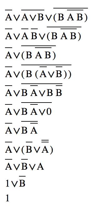 Логическую функцию f = ¬а ∨ ¬( a∨ b) ∨ ¬( b& ¬( a& b))