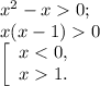 x^{2} -x0;\\x(x-1)0\\\left [ \begin{array}{lcl} {{x1.}} \end{array} \right.