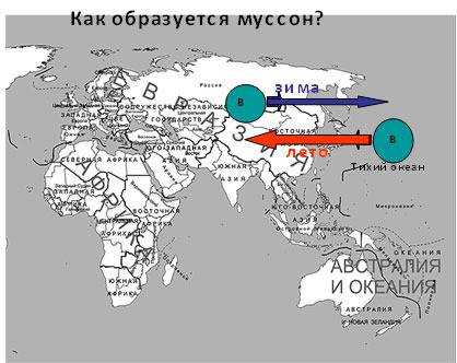 Начертите схему летних и зимних муссонов! первому 20