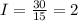 I=\frac{30}{15}=2