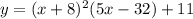 y=(x+8)^2(5x-32)+11