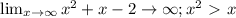 \lim_{x \to \infty} x^2+x-2 \to \infty ; x^2\ \textgreater \ x