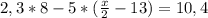 2,3*8-5*(\frac{x}{2}-13)=10,4