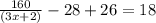 \frac{160}{(3x+2)}-28+26=18