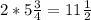 2*5\frac{3}{4} = 11 \frac{1}{2}