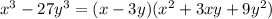 x^3-27y^3=(x-3y)(x^2+3xy+9y^2)