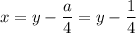 x=y-\dfrac{a}{4}=y-\dfrac{1}{4}