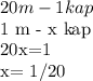 20 m- 1 kap&#10;&#10;1 m - x kap&#10;&#10;20x=1&#10;&#10;x= 1/20